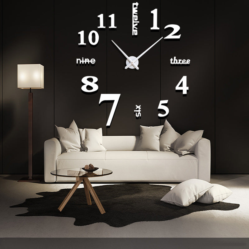 Creative acrylic mirror wall clock DIY stereo hanging