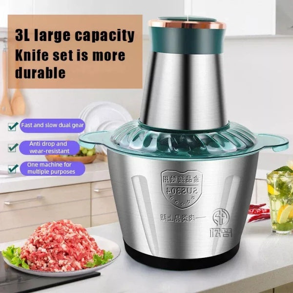 3L Electric Meat Grinder Mincer Mixer Home Blender Mini Food Chopper Processor