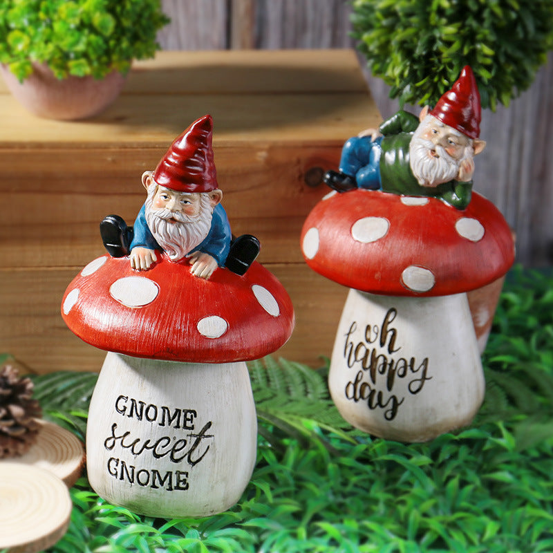 Garden Sitting Mushroom Decoration Garden Courtyard Elf Sculpture Landscape Decorations