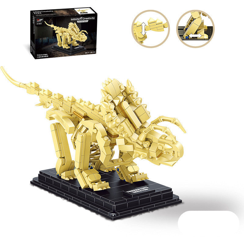 Dinosaur Skeleton Model Blocks Intelligence Assembled Small Particle Toy