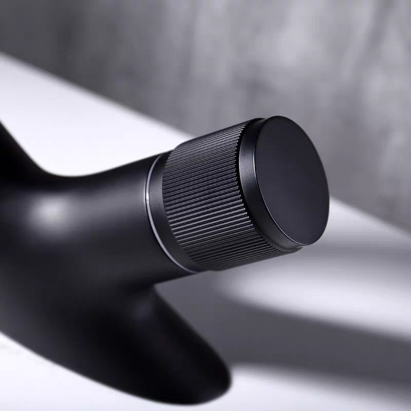 Copper Black Washbasin Waterfall Hot And Cold Bathroom Light Luxury Basin Faucet