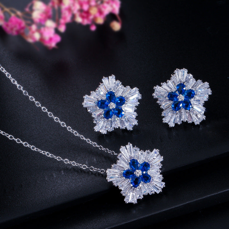 Zircon Crystal, Jewelry, Necklace, Earrings And Earrings Set