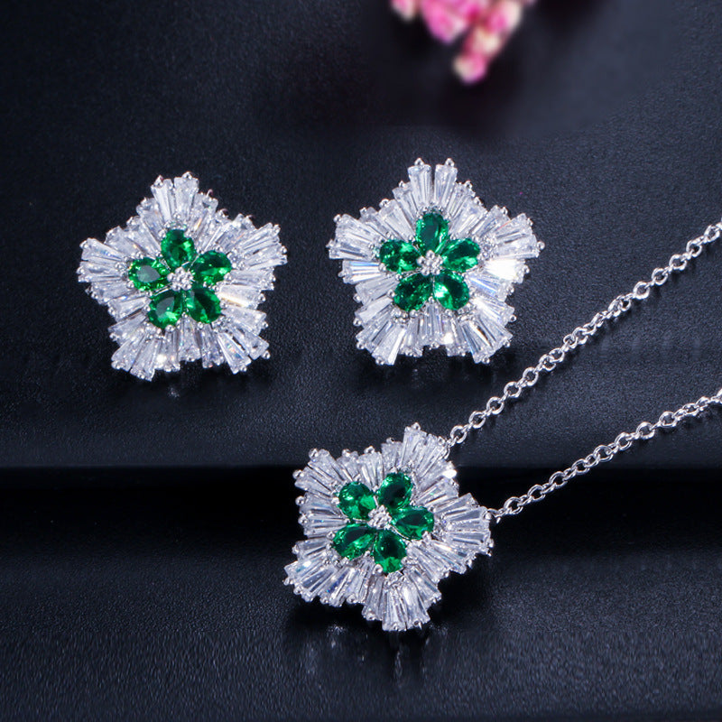 Zircon Crystal, Jewelry, Necklace, Earrings And Earrings Set