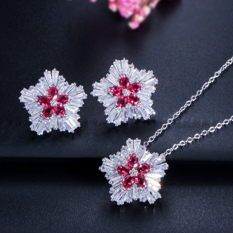 Zircon Crystal, Jewelry, Necklace, Earrings And Earrings Set