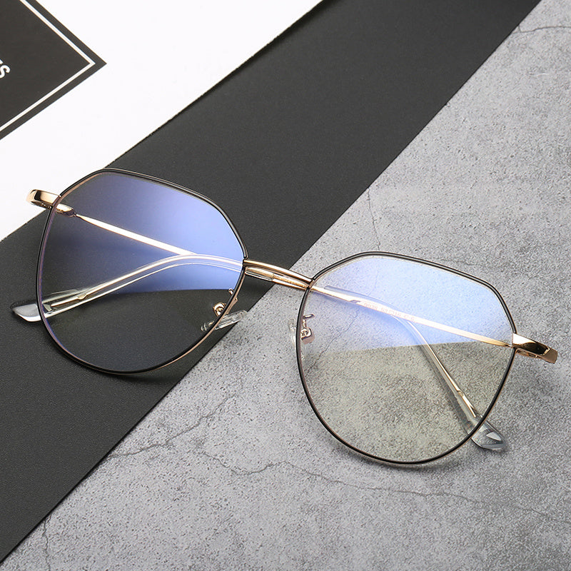 Glasses Myopia With Degree With Glasses Frame Female Korean Retro Metal Round Face Glasses Frame Super Light