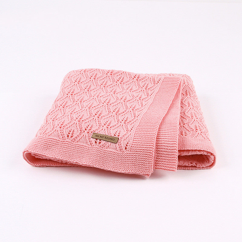 Ins Hot Sale Baby Blanket Knitted Leaf Hollow Hold Blanket Baby Windproof Cover