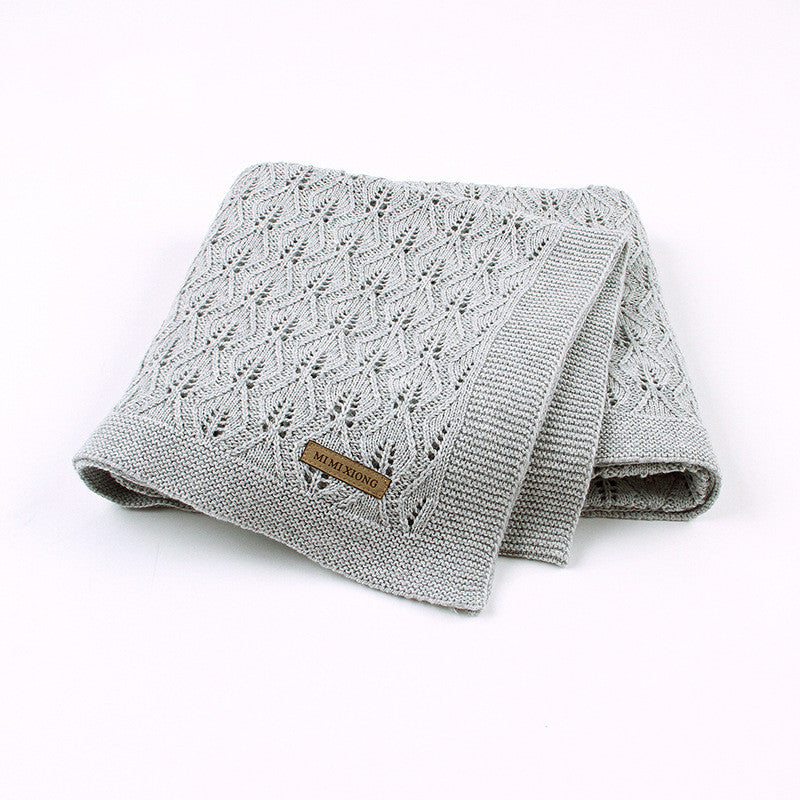 Ins Hot Sale Baby Blanket Knitted Leaf Hollow Hold Blanket Baby Windproof Cover