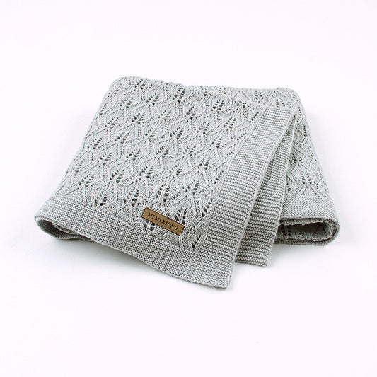 Ins Hot Sale Baby Blanket Knitted Leaf Hollow Hold Blanket Baby Windproof Cover