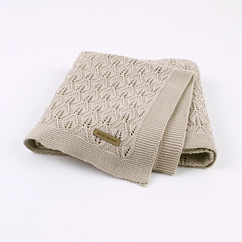 Ins Hot Sale Baby Blanket Knitted Leaf Hollow Hold Blanket Baby Windproof Cover