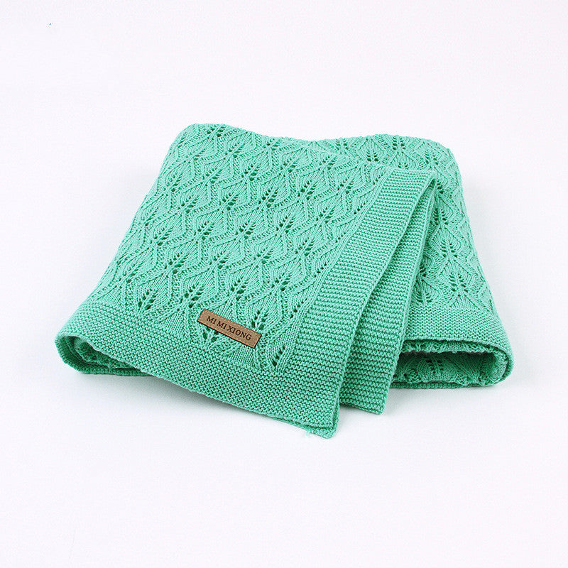 Ins Hot Sale Baby Blanket Knitted Leaf Hollow Hold Blanket Baby Windproof Cover