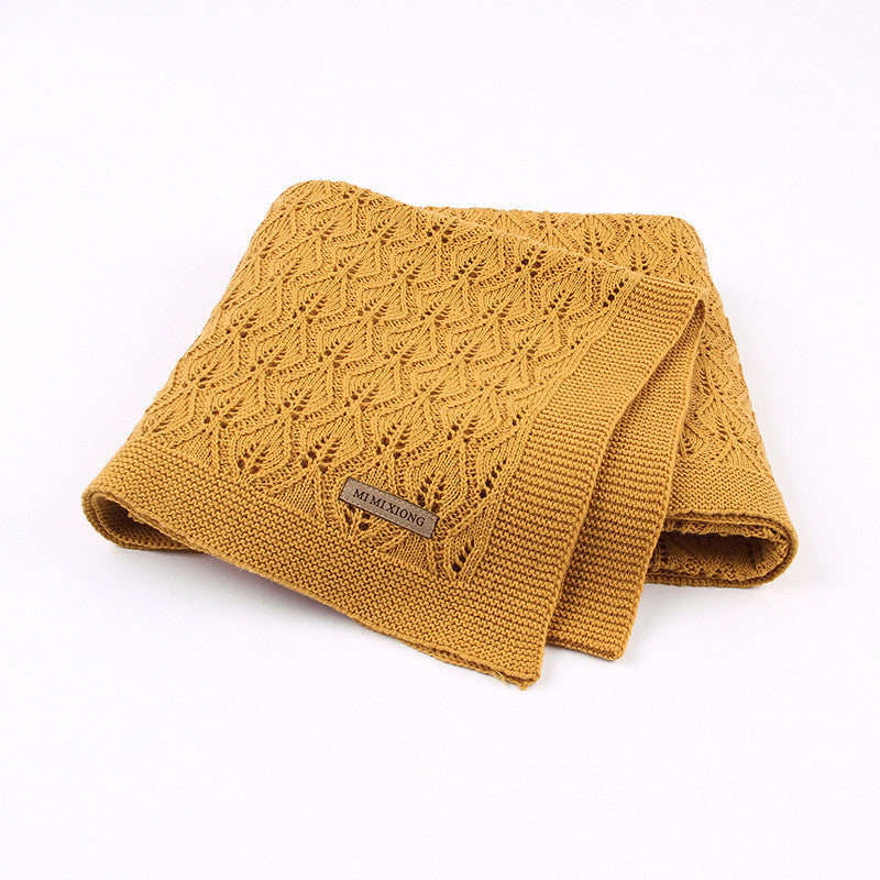 Ins Hot Sale Baby Blanket Knitted Leaf Hollow Hold Blanket Baby Windproof Cover