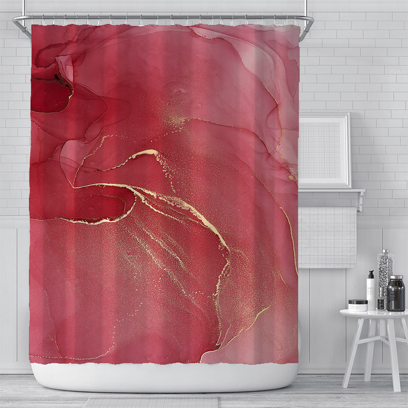 Cross-Border Watercolor Creative Digital Printing Shower Curtain Waterproof Polyester Bathroom Curtain Shower Curtain Customization