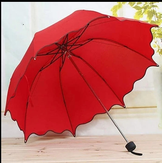 Folding Arched Ruffled Mirror Color UV Protection Umbrella Sun Protection Sun Umbrella