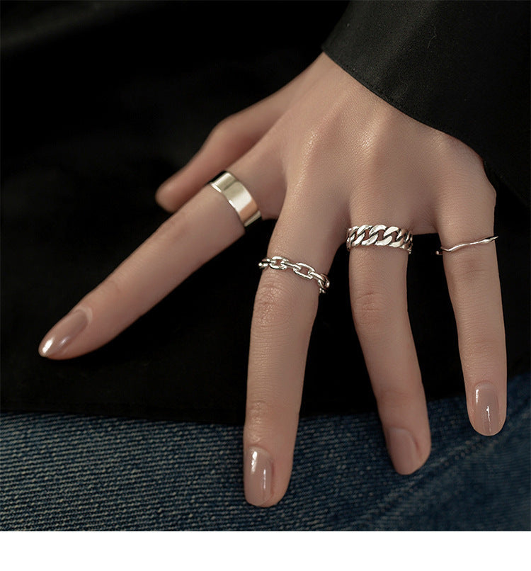 Simple Stacking Combination Ring Female 925 Sterling Silver