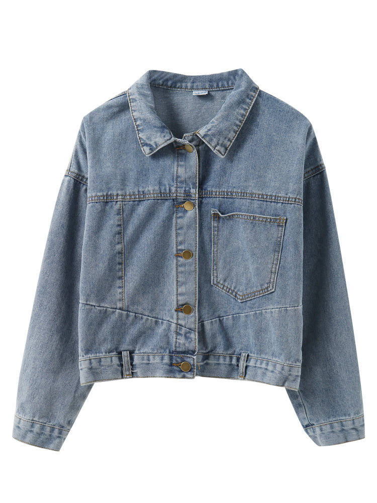 Loose All-match Tooling Denim Jacket Female Port Style Retro Short Jacket Jacket Trend