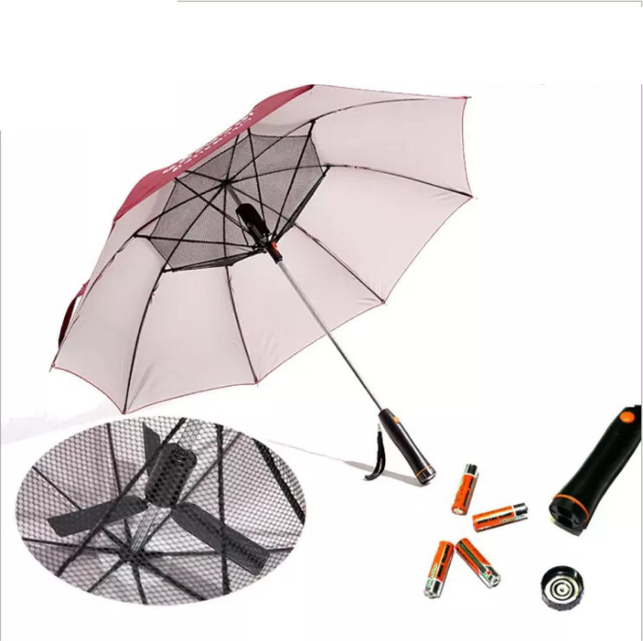 New Cooling Umbrella Fan Umbrella Creative Dual Sun Protection