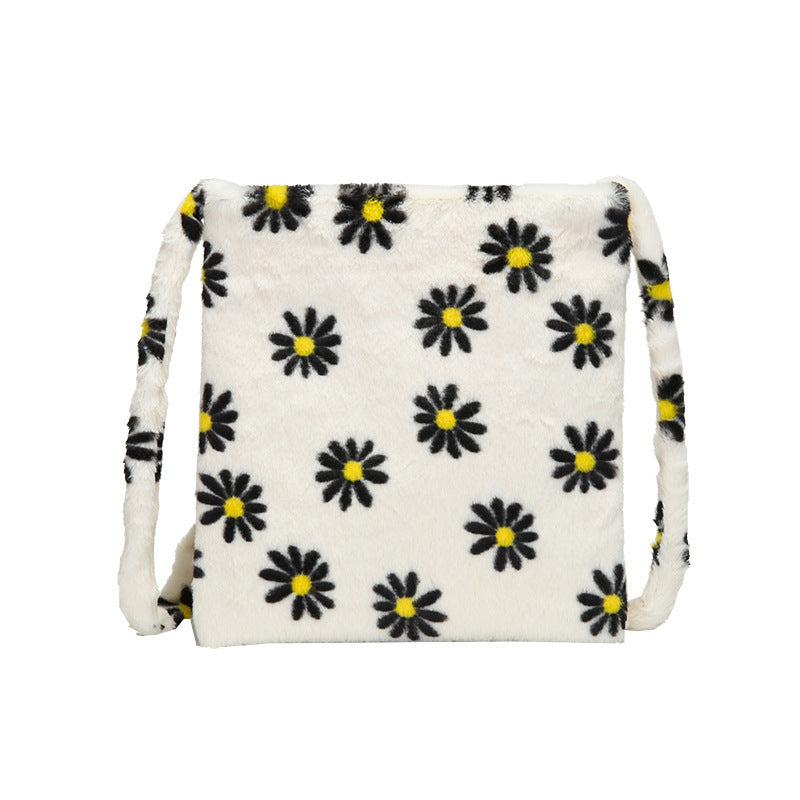 Plush Bag Women's Large Capacity Messenger Shoulder Bag Cute Animal Pattern