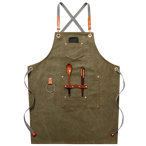 Denim Canvas Work Clothes With Apron Printing
