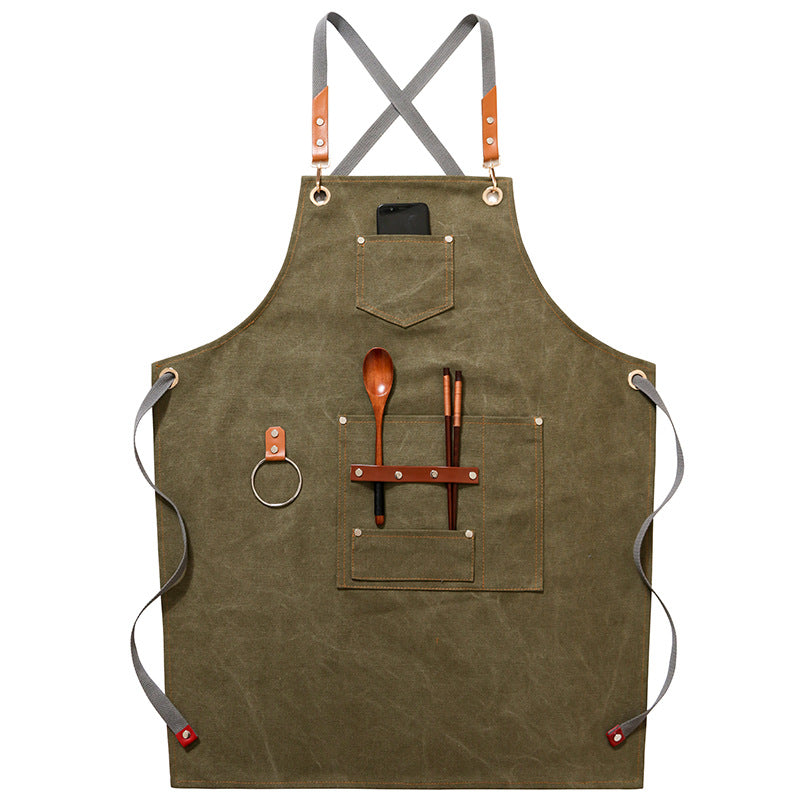 Denim Canvas Work Clothes With Apron Printing