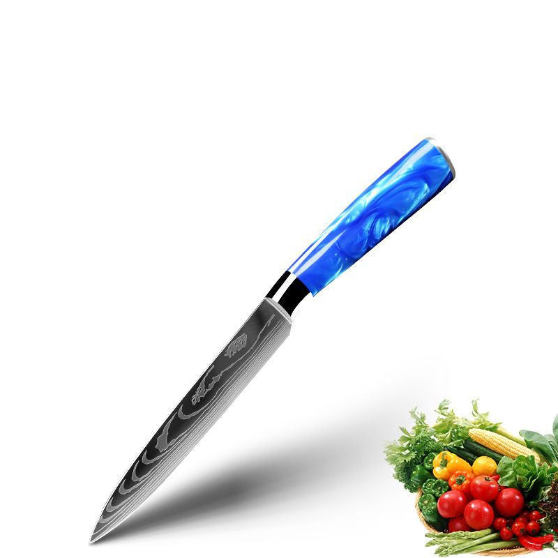 Household Chef Knife Knife Set With Light Blue Resin Handle
