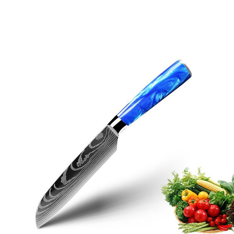 Household Chef Knife Knife Set With Light Blue Resin Handle
