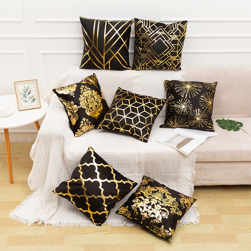 European Style Bronzing Pillow Pillow Cover Sofa Pillow Car Cushion Cover Short Plush Ins Nordic Light Luxury Office