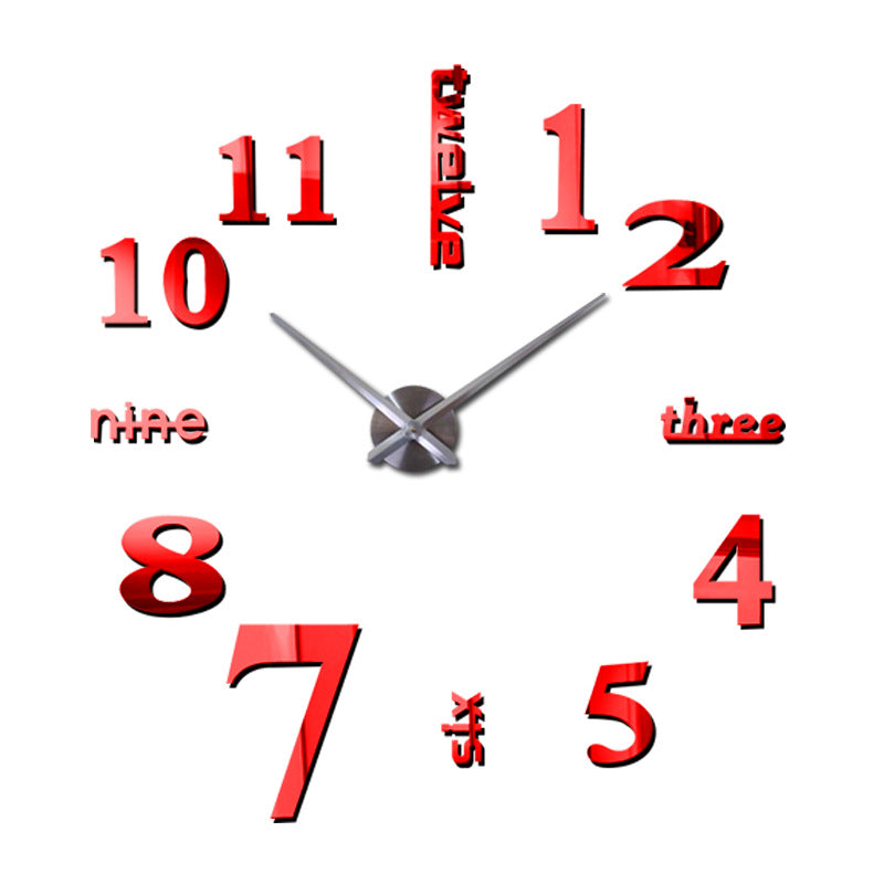 Creative acrylic mirror wall clock DIY stereo hanging