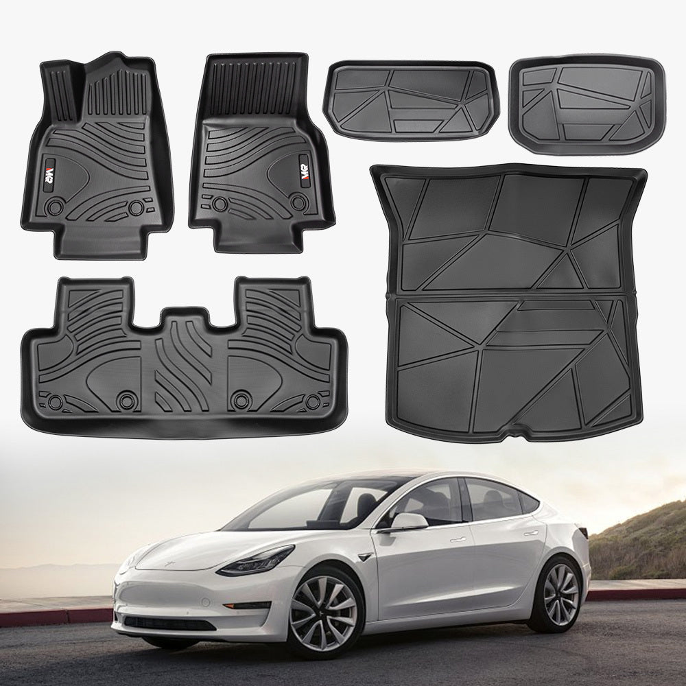 All-Weather TPE Floor Mats For Tesla Model Y 2021-2022 - Waterproof, Anti-Slip, Full Coverage Car Floor Liners 6 PCS Set