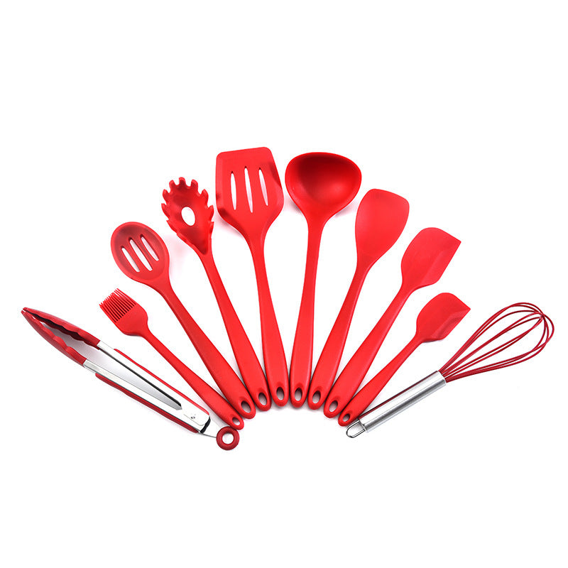 All-inclusive Silicone Kitchen Utensils 10-piece Set Kitchen Utensils Integrated Cooking Spatula Spoon