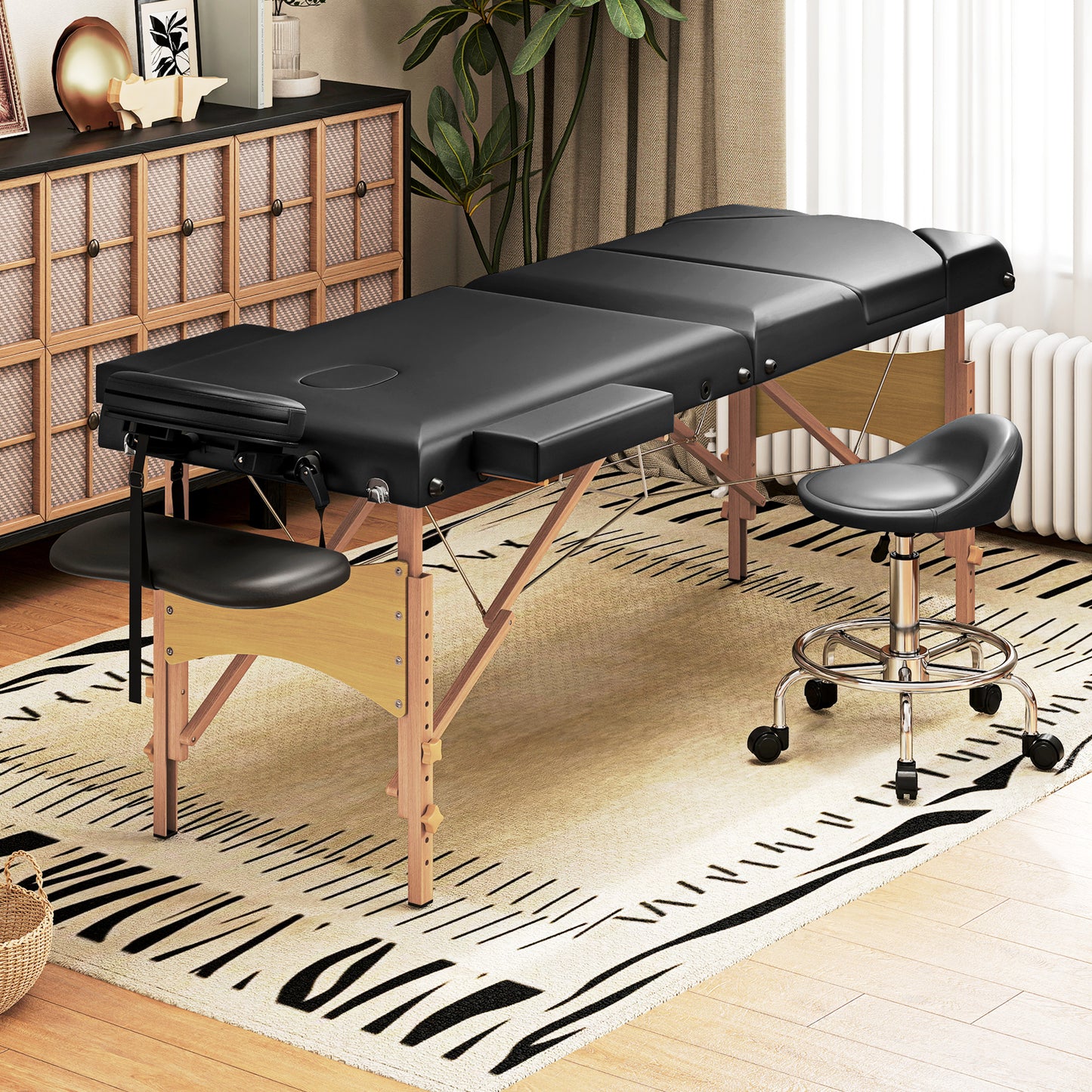 Adjustable Folding Massage Table - Black