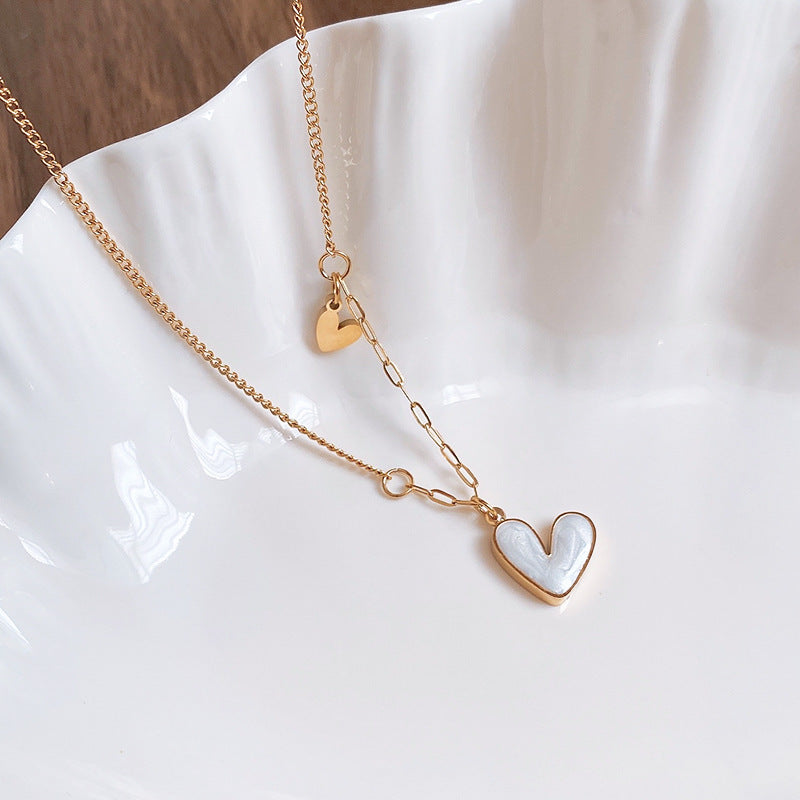 Titanium Steel Stainless Steel Oil Dripping Heart Necklace