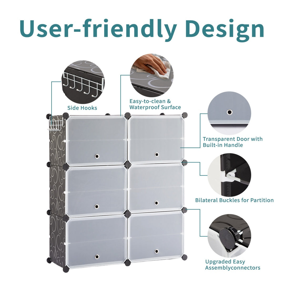 Shoe Rack Storage Cabinet, 8-layer Shoe Storage Cabinet With Door, Stackable And Detachable Shoe Storage Cabinet