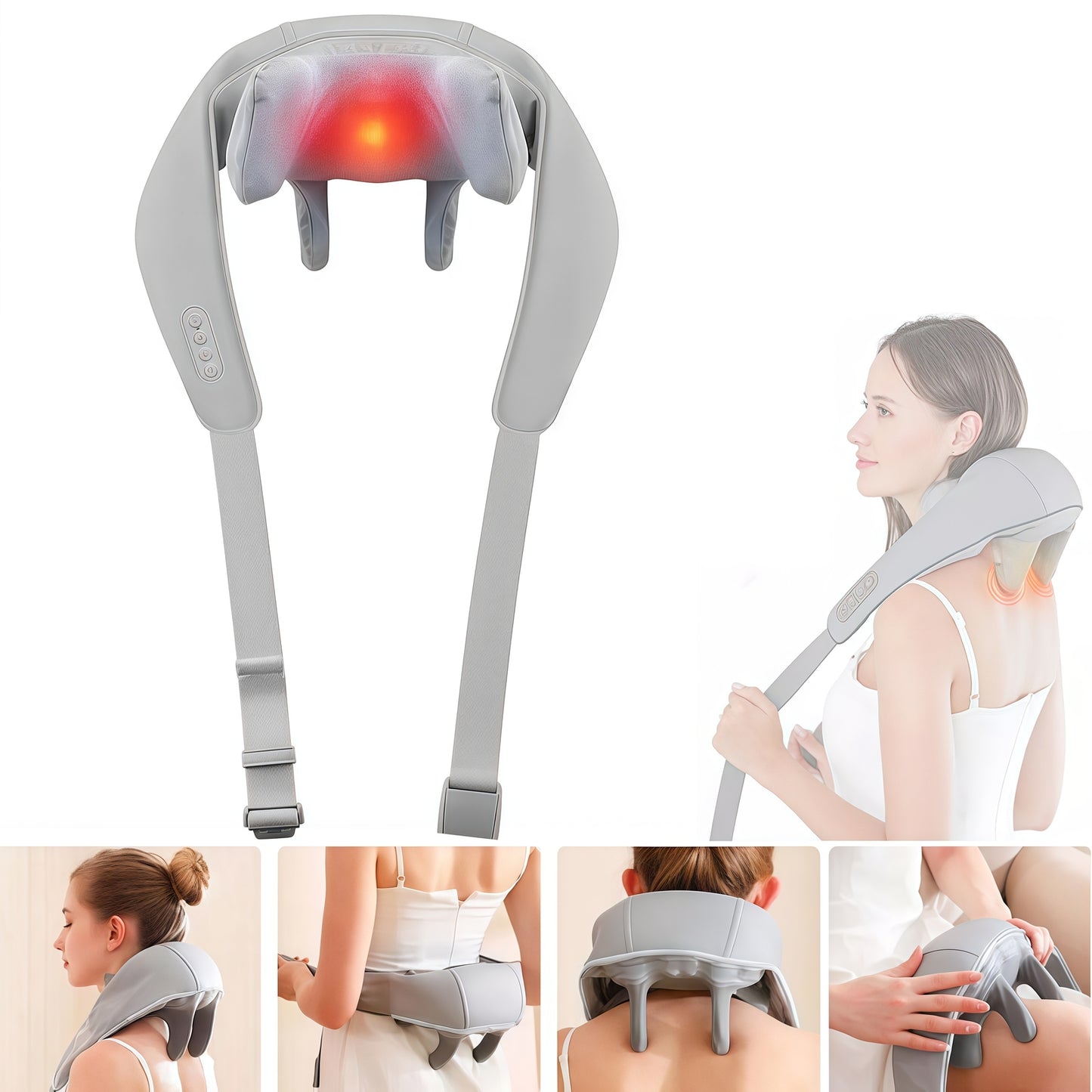 Neck And Shoulder Massager, Shiatsu, Kneading With Heat And 2 Modes