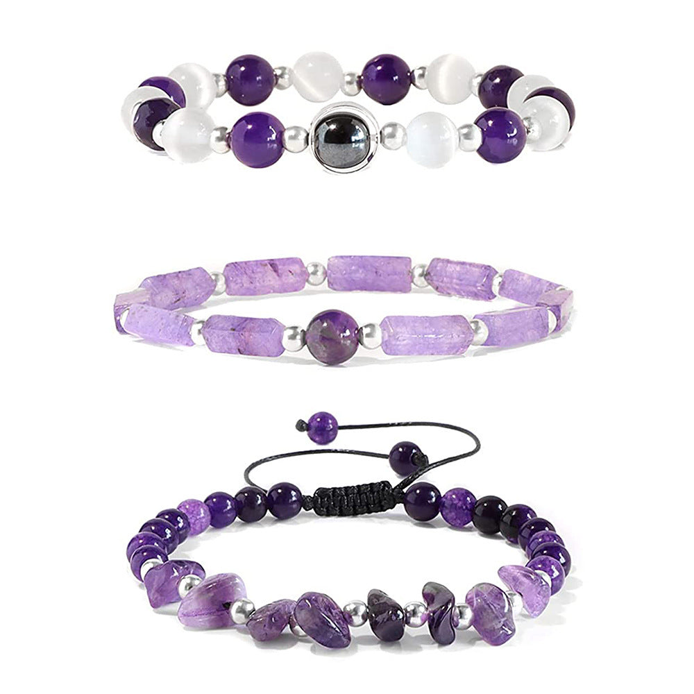 Womens Casual Natural Semi-precious Crystal Bracelet Set