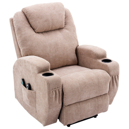 Power Lift Recliner Chair Massage Chair For Elderly, Electric Lift Chair With Heat And Massage, Fabric Recliner Sofa With 2 Cup Holders, Side Pockets  Remote Control For Living Room