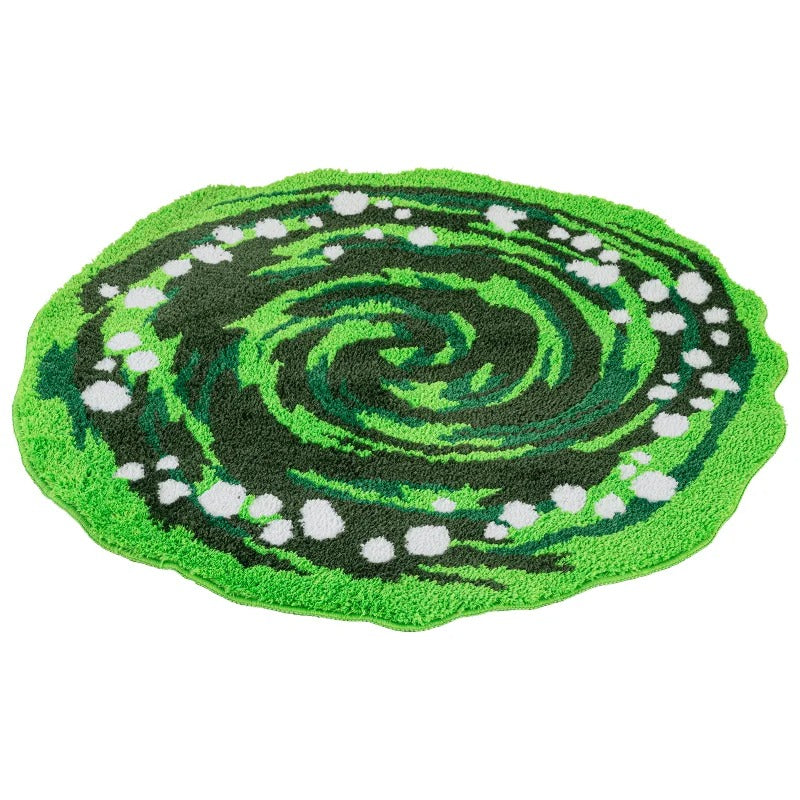 Round Green Moss Carpet Bedside