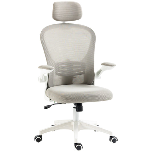 Vinsetto Multi-Adjustable Office Chair, With Lumbar Support, Headrest And Mesh Back - Grey