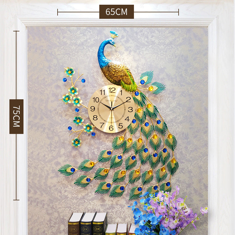 European-style Peacock Wall Clock Living Room Clock