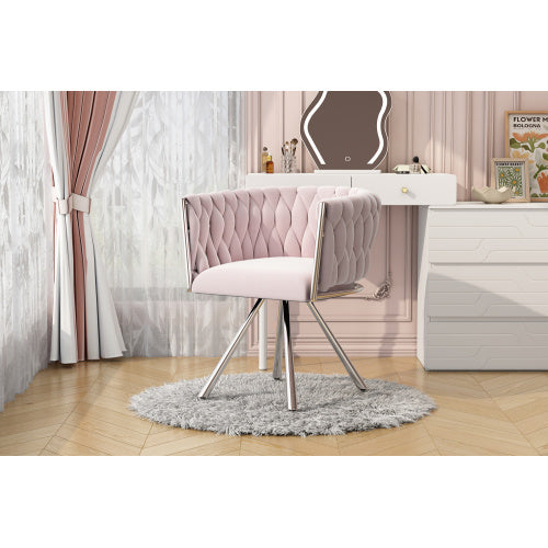 Velvet Dining Chair, Single Light Luxury Living Room Bedroom Swivel Chair, Leisure Swivel Chair With Four Metal Support Legs