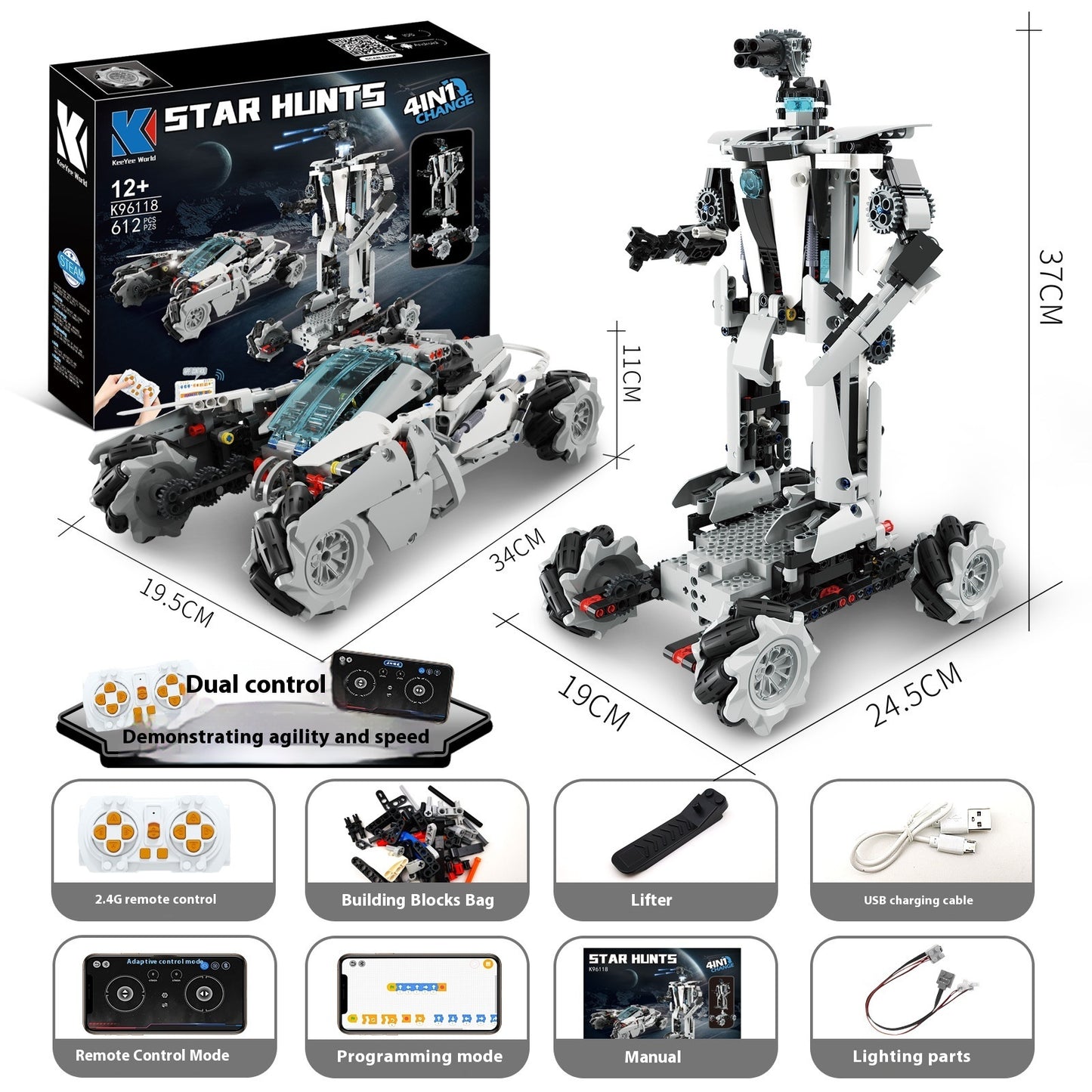 Programming Robot Electric Building Blocks Remote Control Car Toys
