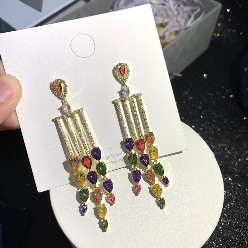 Colorful Micro-set Zircon Earrings