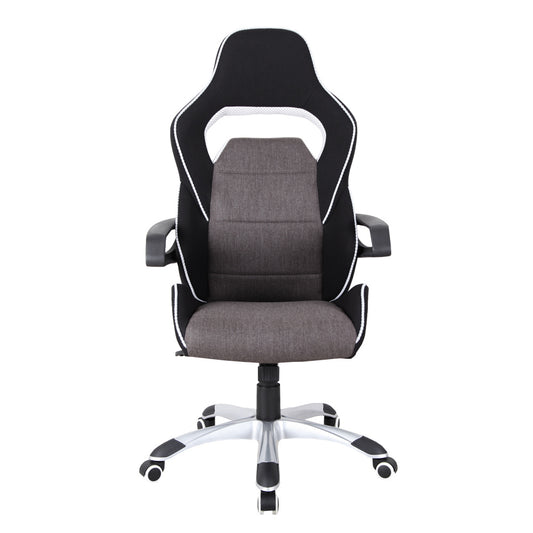 Techni Mobili Ergonomic Upholstered Racing Style Home &amp; Office Chair, Grey/Black