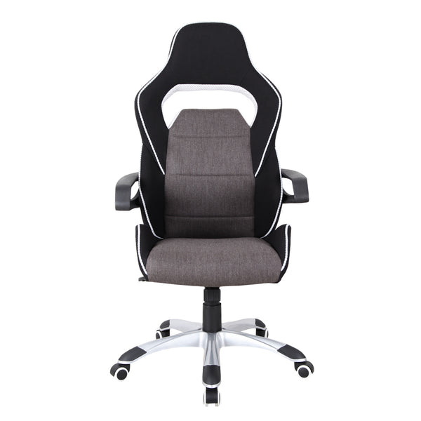 Silla ergonómica tapizada estilo carreras para el hogar y la oficina Techni Mobili, gris/negro 