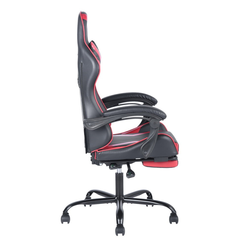 Gaming Office High Back Computer Leather Desk Mesh Ergonomic 180 Degrees Adjustable Swivel Task Chair with Headrest and Lumbar Support, &amp; Footrest , Red