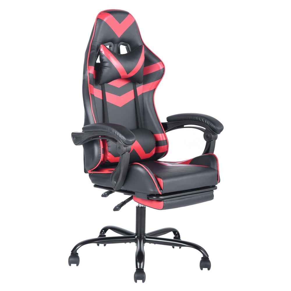 Gaming Office High Back Computer Leather Desk Mesh Ergonomic 180 Degrees Adjustable Swivel Task Chair with Headrest and Lumbar Support, &amp; Footrest , Red