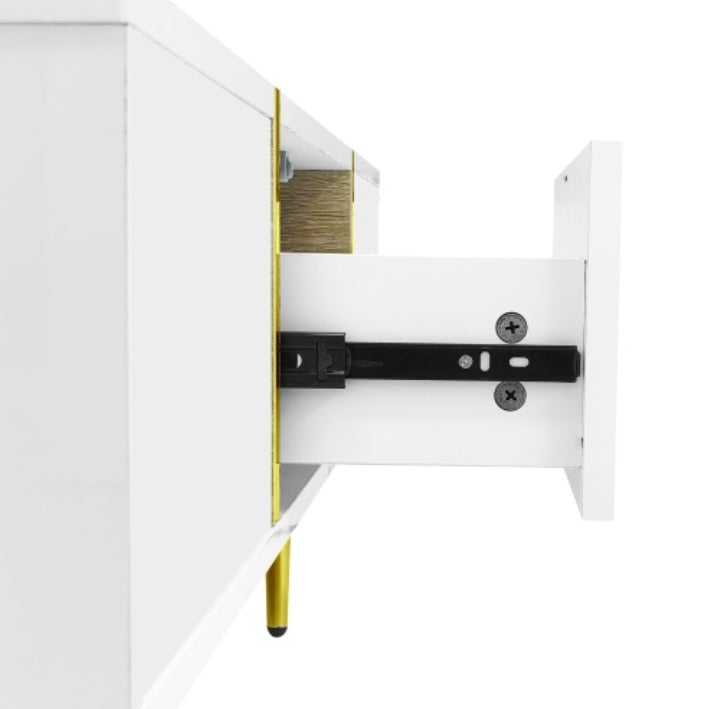 White High-gloss Coffee Table, Modern And Simple, With 2 Drawers