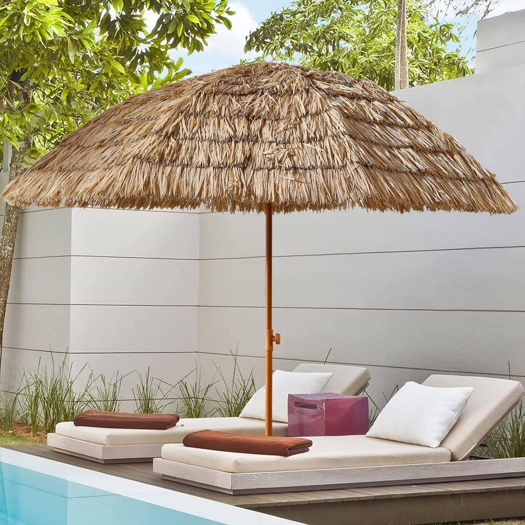 8 Thatch Patio Tiki Umbrella Tropical Palapa Raffia Tiki Hut Hawaiian Hula Beach Umbrella,Straw Umbrella