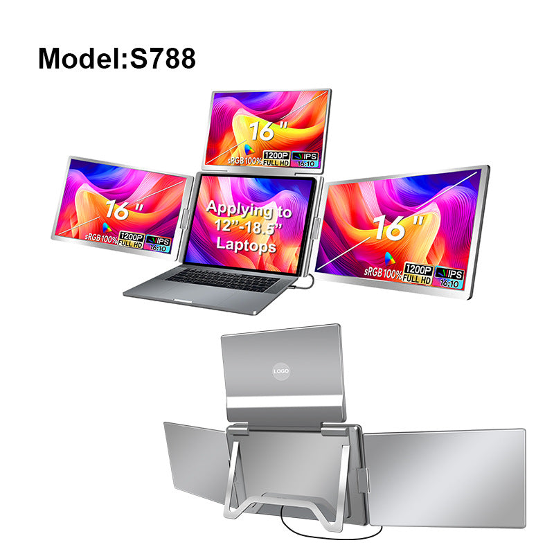 Portable Triple-screen Display Connect Three Screens With A Single Cable Laptop Secondary Display Monitor