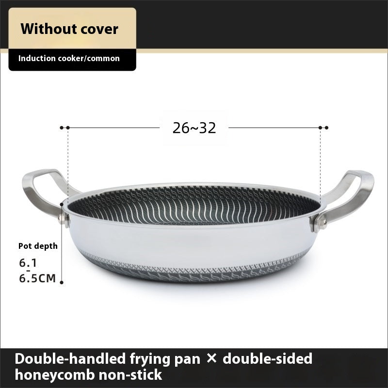 Stainless Steel Frying Pan Household Uncoated Induction Cooker Applicable To Gas Stove