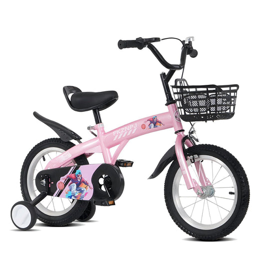 FKZNPJ 18 Inch Sporty Kids Bike With Training Wheels And Stand Adjustable Saddle Suitable For Boys And Girls Aged 5-10 Years Tall Height 45-57 Inches Available In A Variety Of Colors